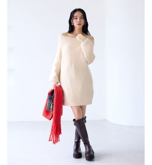 VIS「肩リボンミニ丈ニットワンピース/2WAY」|ワンピース|