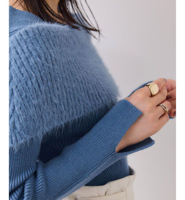 VIS「フェザーヤーンオフショルもちもちリブニット/イージーケア」|ニット・セーター|