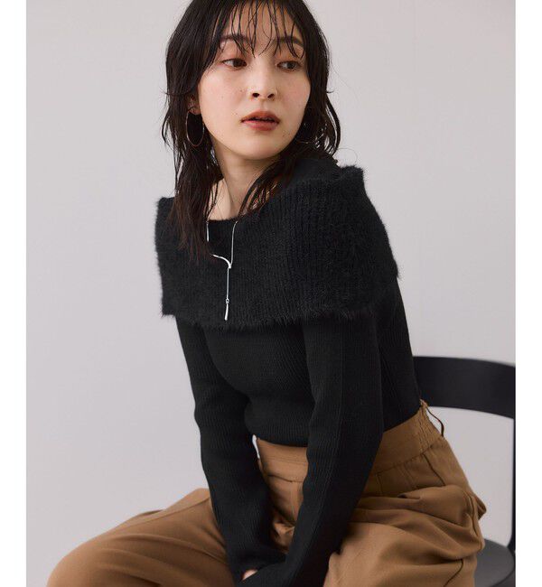 VIS「フェザーヤーンオフショルもちもちリブニット/イージーケア」|ニット・セーター|