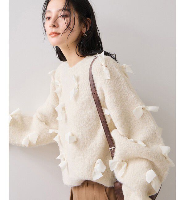 VIS「【WEB限定】ゆるっとボリュームリボンモチーフニット」|ニット・セーター|