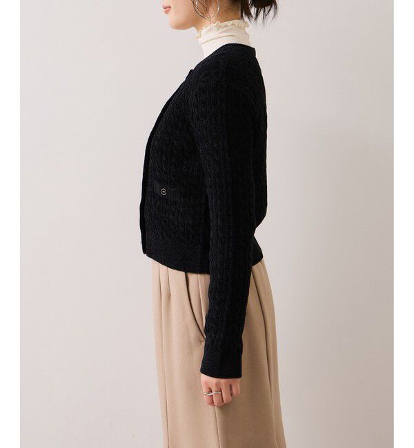 VIS「モールベロアケーブルカーディガントップス/イージーケア」|カーディガン|