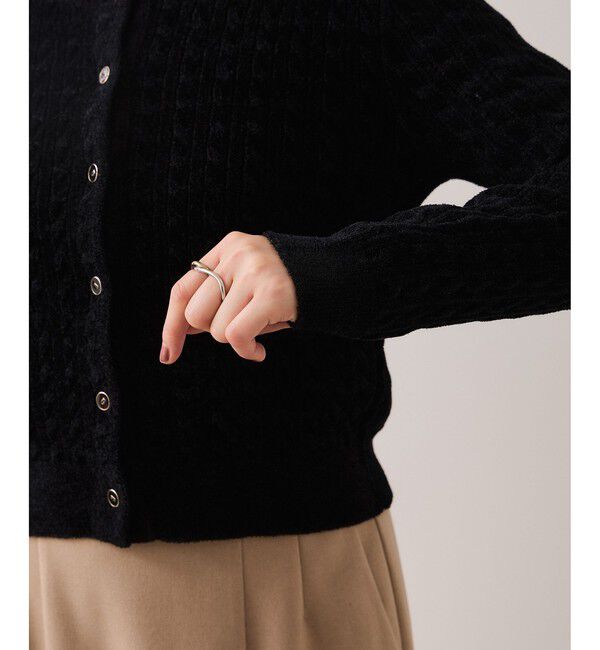 VIS「モールベロアケーブルカーディガントップス/イージーケア」|カーディガン|