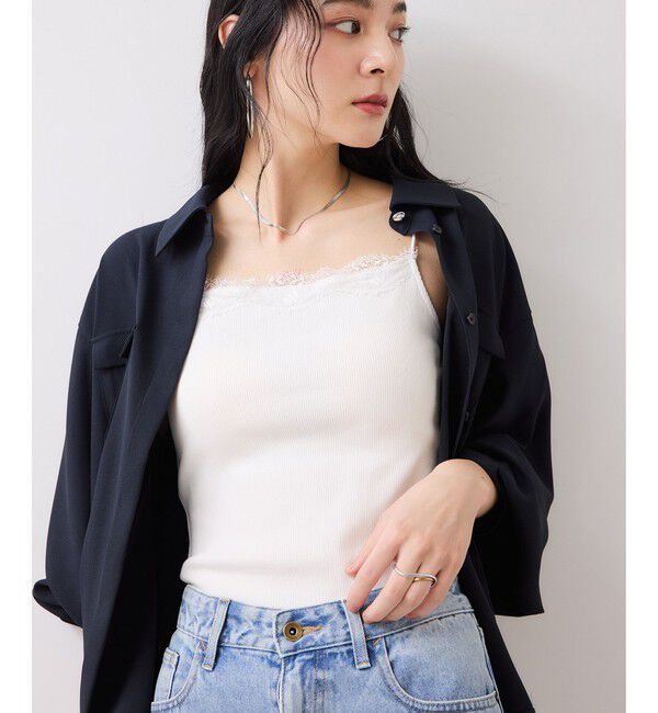 VIS「カップ付きレーステレコキャミソール」|キャミソール|