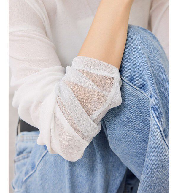 VIS「ラメメッシュスリーブ切り替えシアーロンT」|Tシャツ・カットソー|