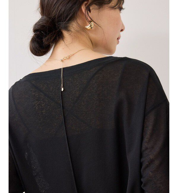 VIS「ラメメッシュスリーブ切り替えシアーロンT」|Tシャツ・カットソー|