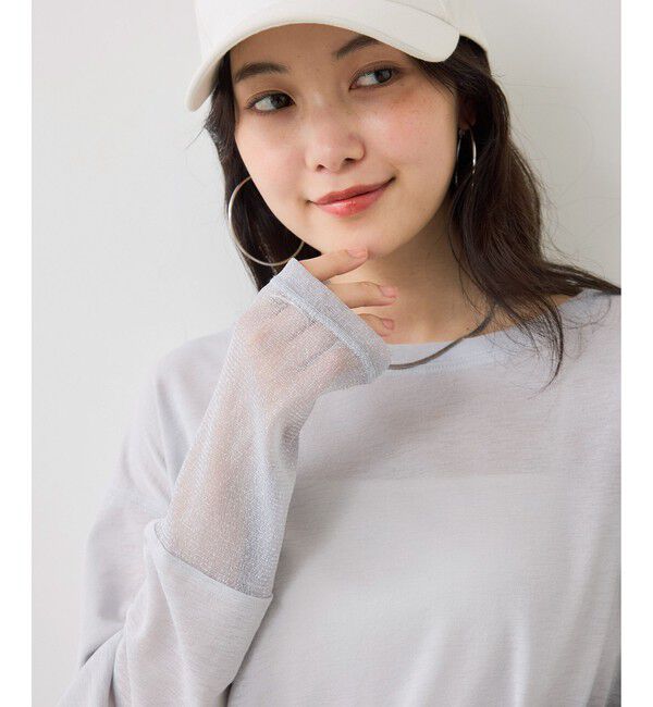 VIS「ラメメッシュスリーブ切り替えシアーロンT」|Tシャツ・カットソー|