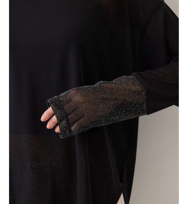 VIS「ラメメッシュスリーブ切り替えシアーロンT」|Tシャツ・カットソー|