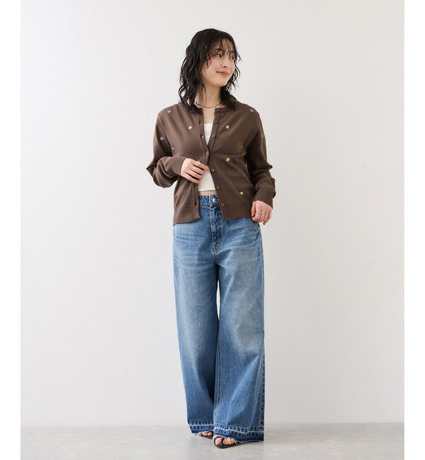 VIS「【WEB限定】フルーツ刺しゅうクルーネックカーディガン」|カーディガン|