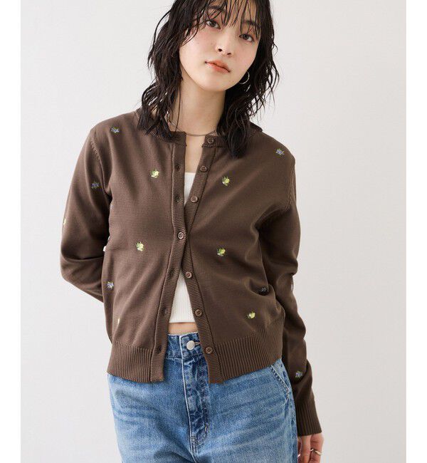 VIS「【WEB限定】フルーツ刺しゅうクルーネックカーディガン」|カーディガン|