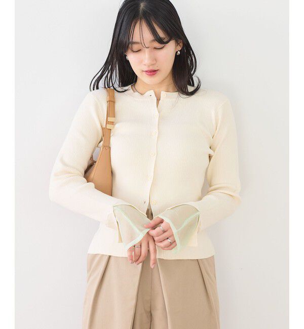 VIS「【WEB限定】袖フレア配色レイヤードカーディガン」|カーディガン|