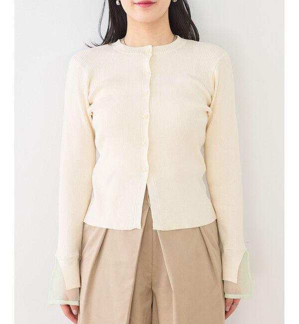 VIS「【WEB限定】袖フレア配色レイヤードカーディガン」|カーディガン|