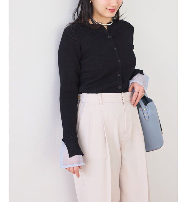 VIS「【WEB限定】袖フレア配色レイヤードカーディガン」|カーディガン|