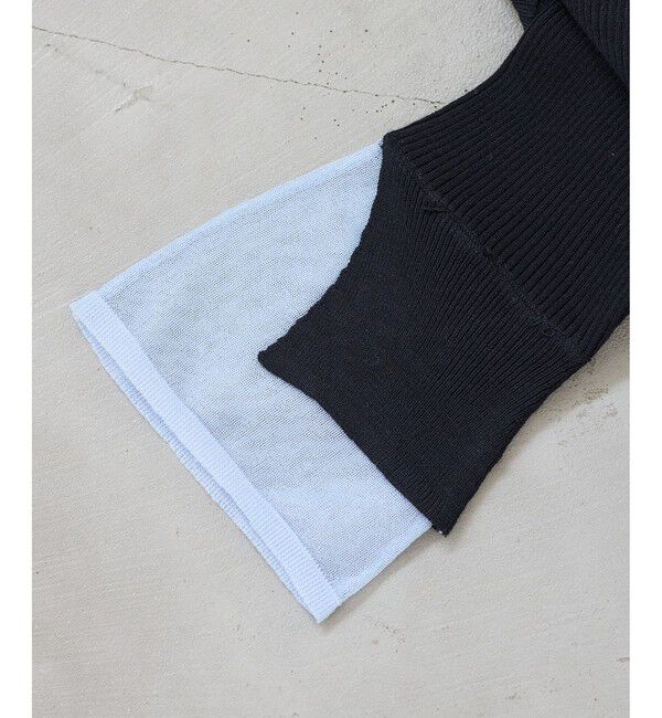 VIS「【WEB限定】袖フレア配色レイヤードカーディガン」|カーディガン|