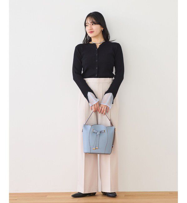 VIS「【WEB限定】袖フレア配色レイヤードカーディガン」|カーディガン|