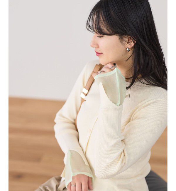 VIS「【WEB限定】袖フレア配色レイヤードカーディガン」|カーディガン|