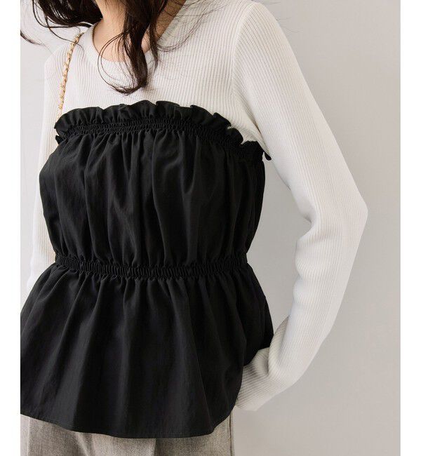 VIS「シャーリングビスチェドッキングニット/イージーケア」|ニット・セーター|ブラック(01)