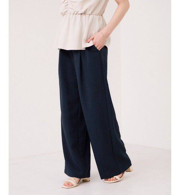 VIS「【WEB限定】美easyリネンライクウエストドロストイージーパンツ/イージーケア・接触冷感」|チノ|