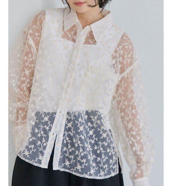 VIS「刺しゅうレースオーバーシャツ」|シャツ・ブラウス|