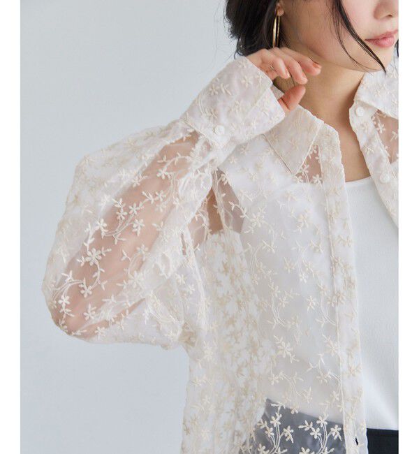 VIS「刺しゅうレースオーバーシャツ」|シャツ・ブラウス|