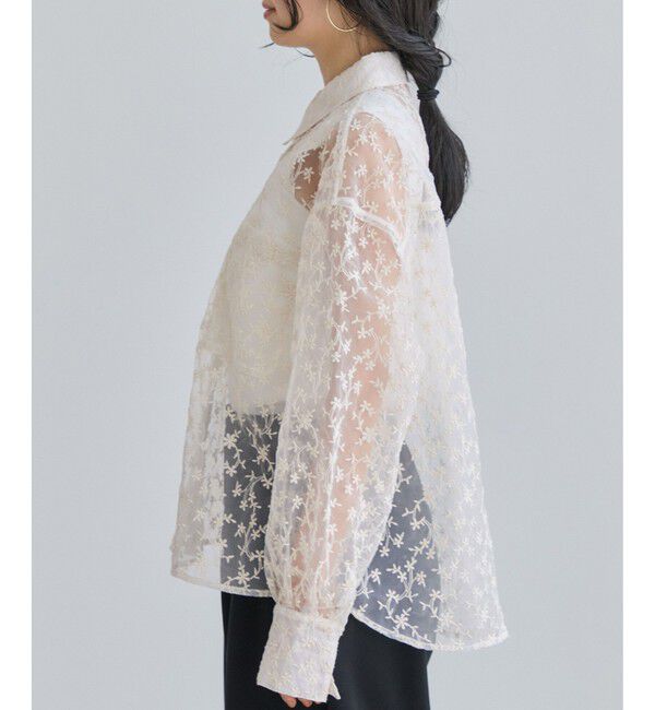 VIS「刺しゅうレースオーバーシャツ」|シャツ・ブラウス|
