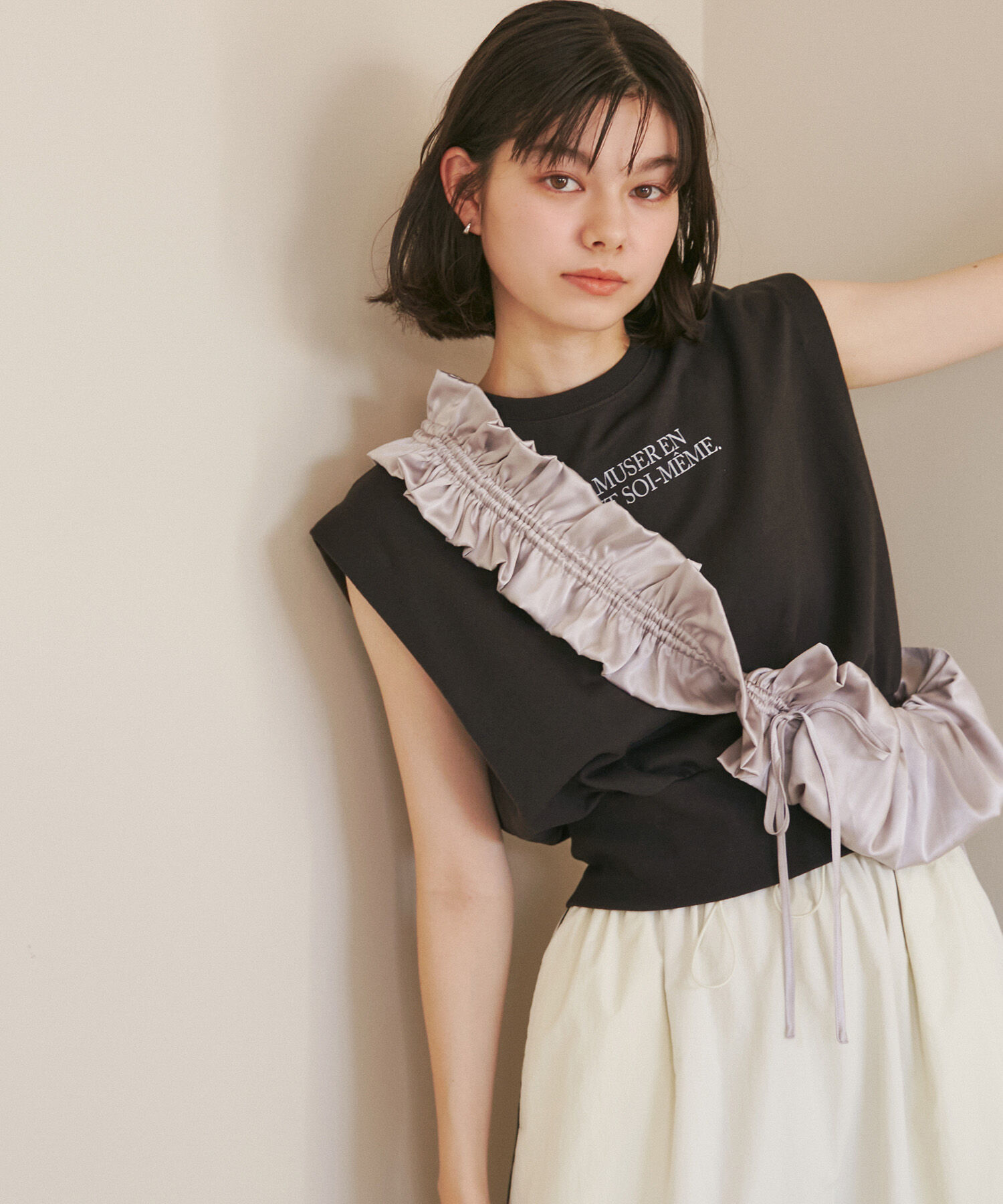 ROPE' PICNIC R「汗染み防止/バックスリットフレンチスリーブミニ裏毛プルオーバー」|スウェット・ジャージ|