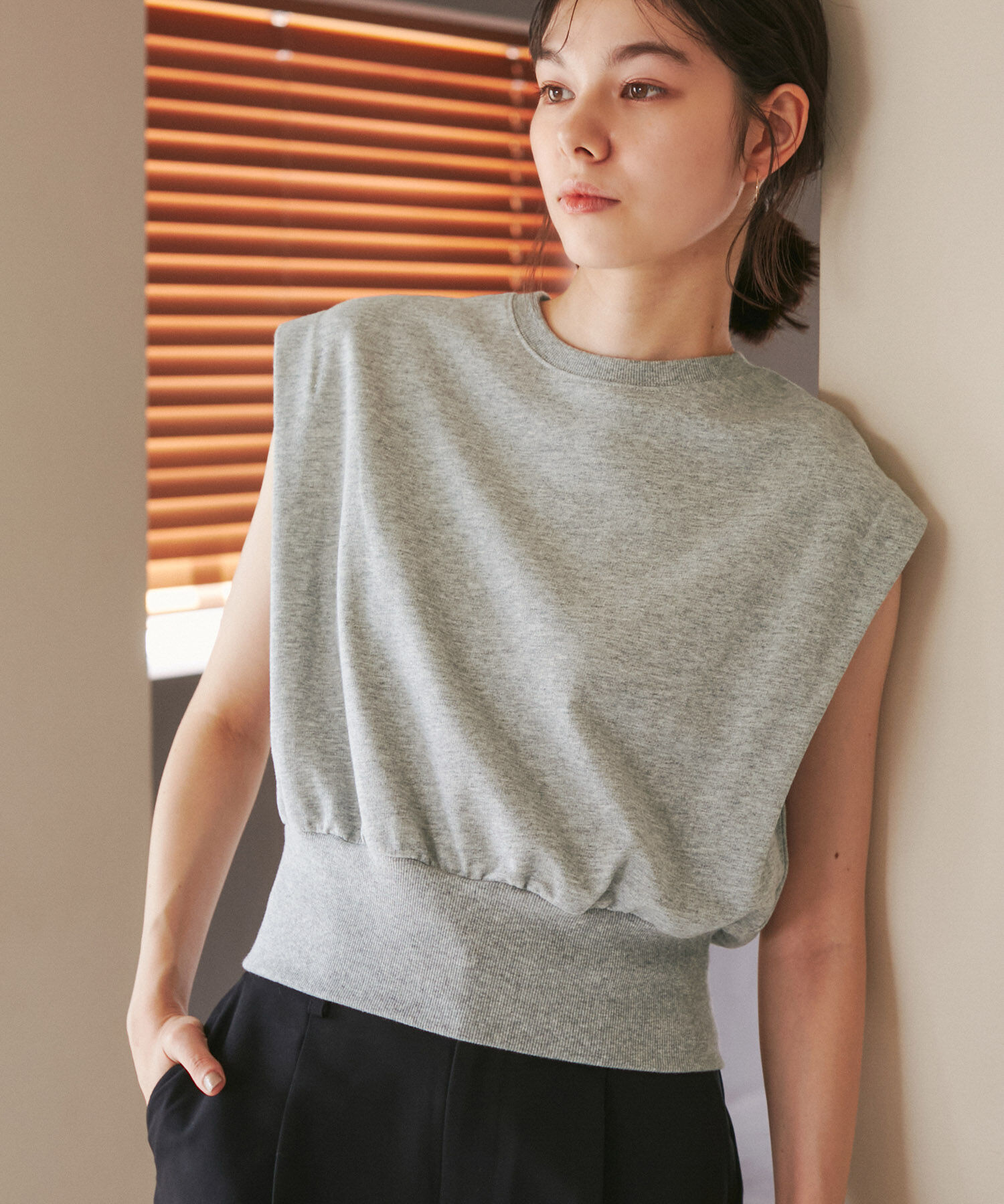 ROPE' PICNIC R「汗染み防止/バックスリットフレンチスリーブミニ裏毛プルオーバー」|スウェット・ジャージ|ライトグレー(08)