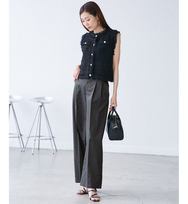 Rope&rsquo;Picnic「【UVカット・接触冷感】タックチノワイドパンツ」|チノ|