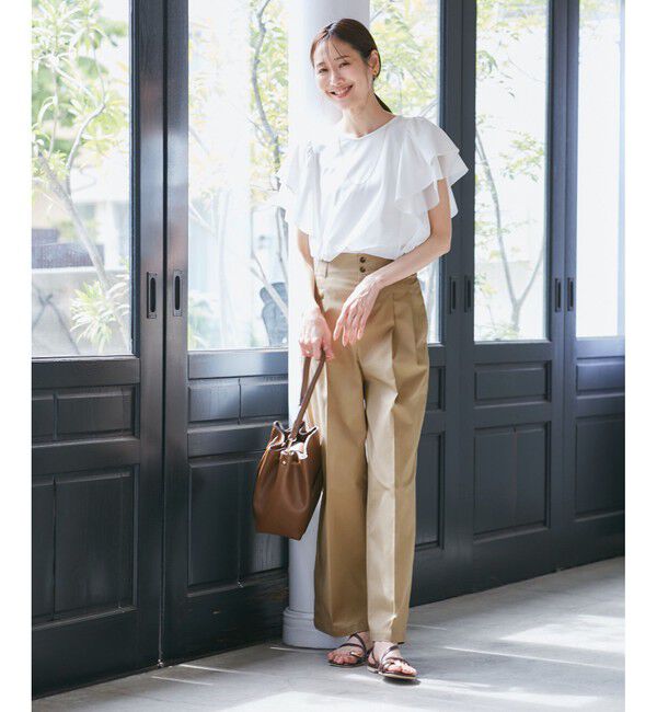 Rope&rsquo;Picnic「【UVカット・接触冷感】タックチノワイドパンツ」|チノ|