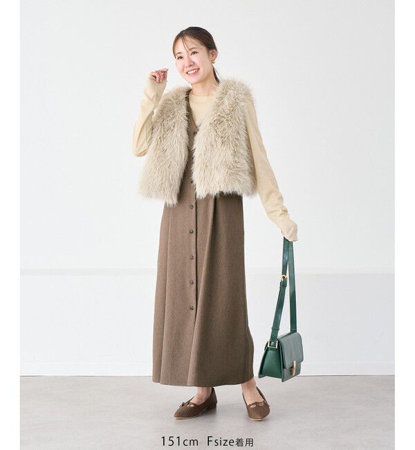 Rope&rsquo;Picnic「【低身長・小柄さんサイズ】ウールライクウエストタックジャンパースカート/セットアップ対応」|ワンピース|