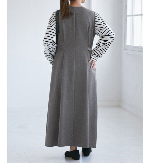 Rope&rsquo;Picnic「【低身長・小柄さんサイズ】ウールライクウエストタックジャンパースカート/セットアップ対応」|ワンピース|