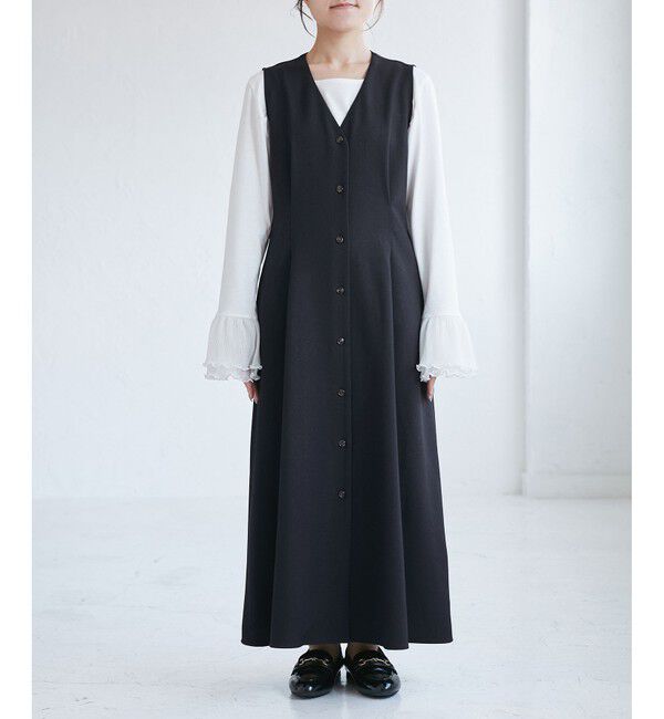 Rope&rsquo;Picnic「【低身長・小柄さんサイズ】ウールライクウエストタックジャンパースカート/セットアップ対応」|ワンピース|