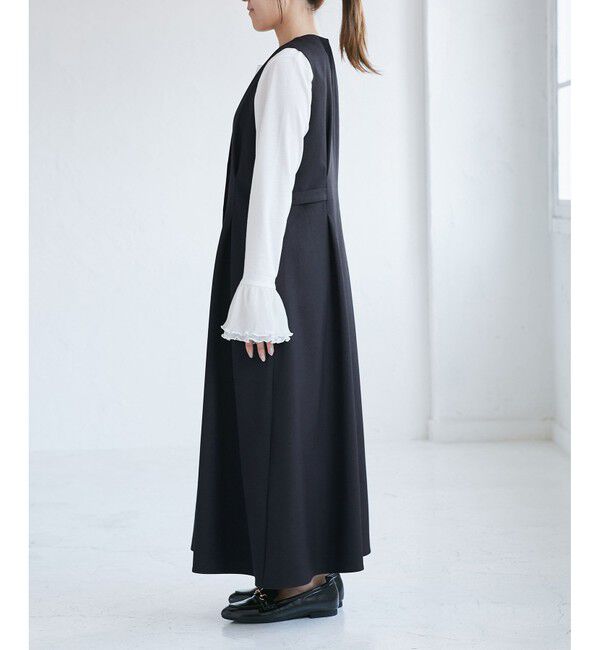 Rope&rsquo;Picnic「【低身長・小柄さんサイズ】ウールライクウエストタックジャンパースカート/セットアップ対応」|ワンピース|