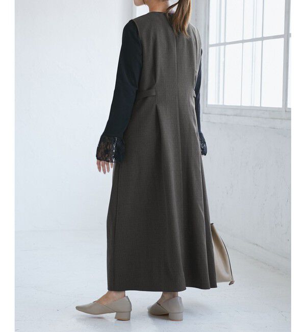 Rope&rsquo;Picnic「【低身長・小柄さんサイズ】ウールライクウエストタックジャンパースカート/セットアップ対応」|ワンピース|