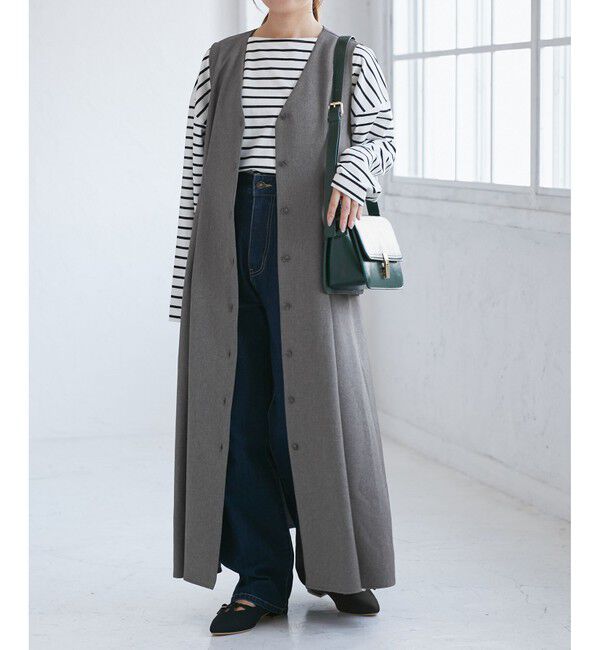 Rope&rsquo;Picnic「【低身長・小柄さんサイズ】ウールライクウエストタックジャンパースカート/セットアップ対応」|ワンピース|