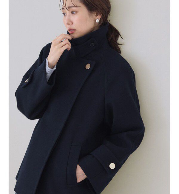 Rope&rsquo;Picnic「ジャージーメルトンシリーズ 金ボタンミドル丈コート/リンクコーデ」|その他|ネイビー(40)