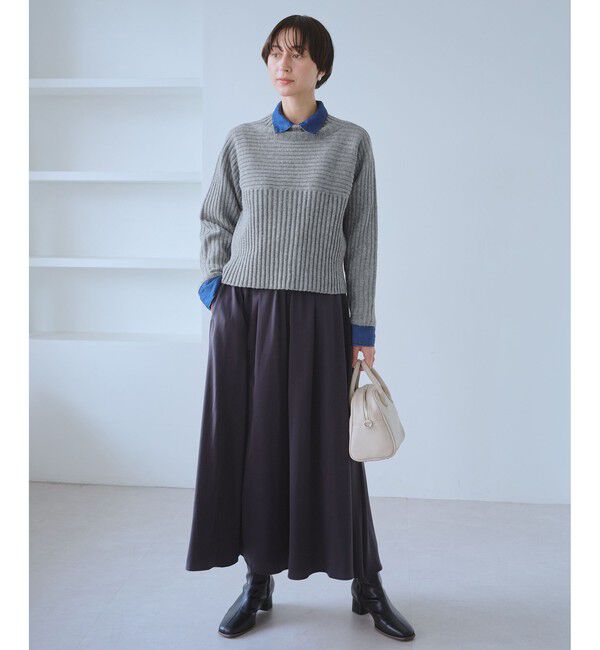 Rope&rsquo;Picnic「もちもちリブ切り替えニットプルオーバー/イージーケア・リンクコーデ」|ニット・セーター|