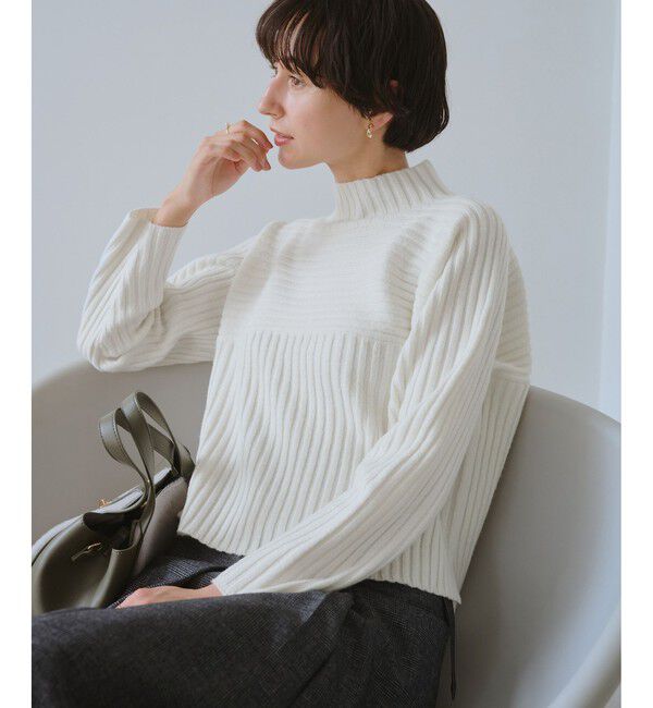 Rope&rsquo;Picnic「もちもちリブ切り替えニットプルオーバー/イージーケア・リンクコーデ」|ニット・セーター|