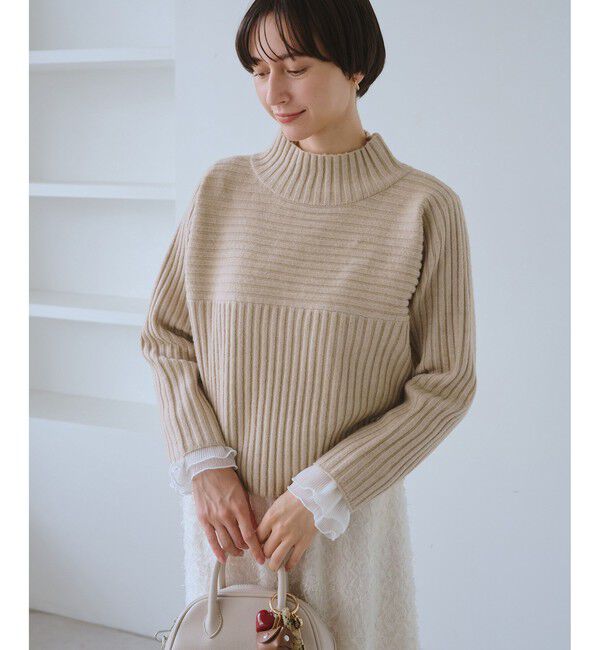 Rope&rsquo;Picnic「もちもちリブ切り替えニットプルオーバー/イージーケア・リンクコーデ」|ニット・セーター|