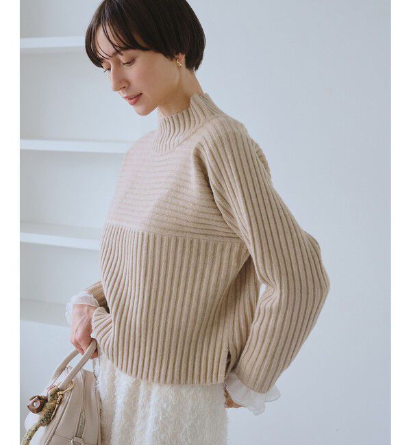 Rope&rsquo;Picnic「もちもちリブ切り替えニットプルオーバー/イージーケア・リンクコーデ」|ニット・セーター|