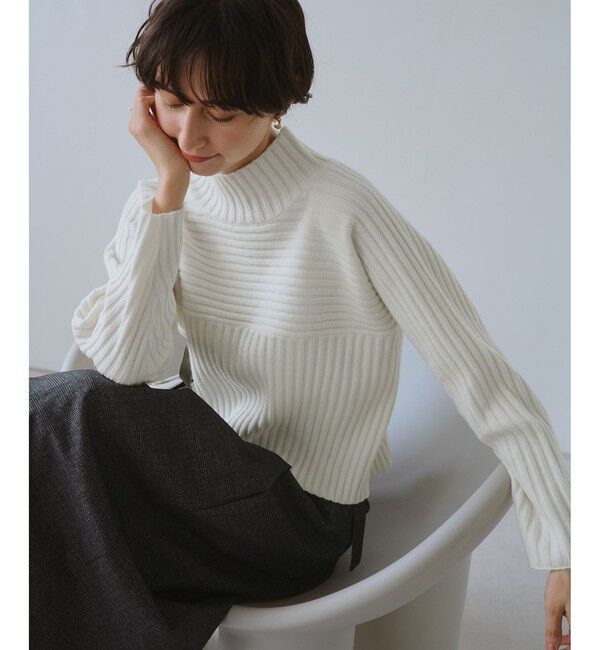 Rope&rsquo;Picnic「もちもちリブ切り替えニットプルオーバー/イージーケア・リンクコーデ」|ニット・セーター|