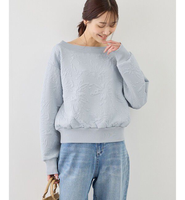 Rope&rsquo;Picnic「2WAYボートネック花柄ふくれジャガードプルオーバー」|スウェット・ジャージ|