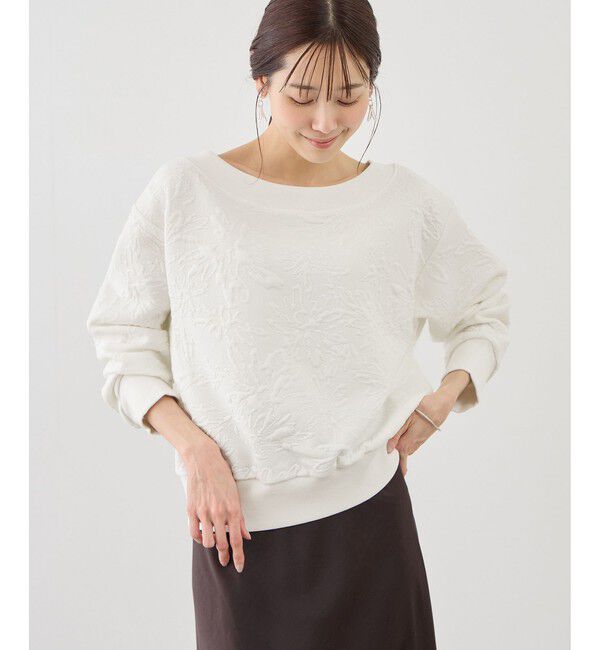 Rope&rsquo;Picnic「2WAYボートネック花柄ふくれジャガードプルオーバー」|スウェット・ジャージ|