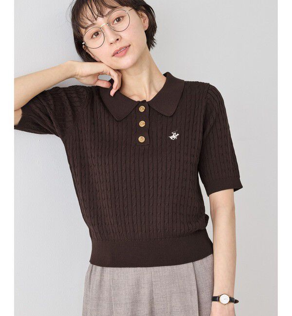 Rope&rsquo;Picnic「【BEVERLY HILLS POLO CLUB別注】ポロカラーケーブルニット/リンクコーデ」|ニット・セーター|