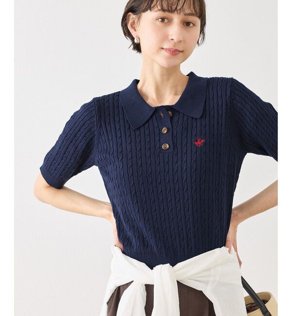 Rope&rsquo;Picnic「【BEVERLY HILLS POLO CLUB別注】ポロカラーケーブルニット/リンクコーデ」|ニット・セーター|