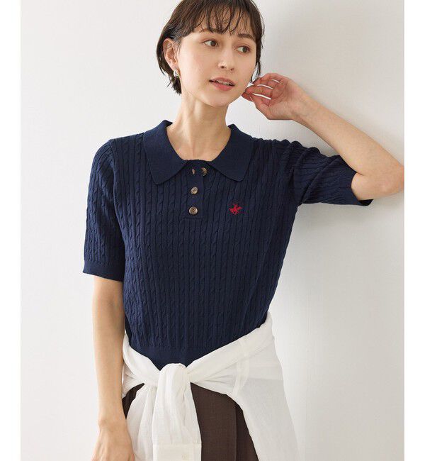 Rope&rsquo;Picnic「【BEVERLY HILLS POLO CLUB別注】ポロカラーケーブルニット/リンクコーデ」|ニット・セーター|