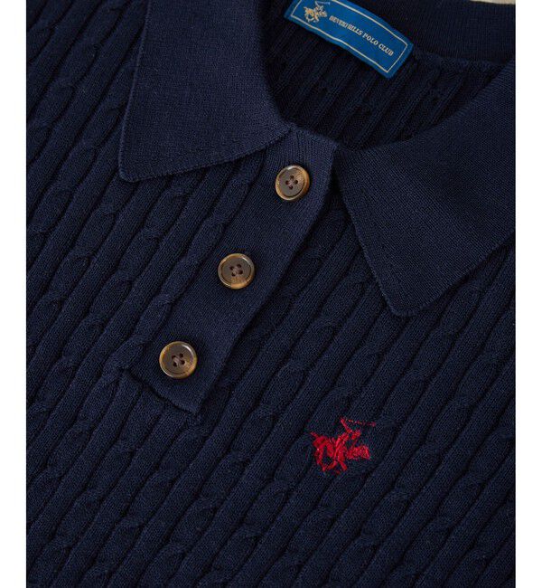 Rope&rsquo;Picnic「【BEVERLY HILLS POLO CLUB別注】ポロカラーケーブルニット/リンクコーデ」|ニット・セーター|