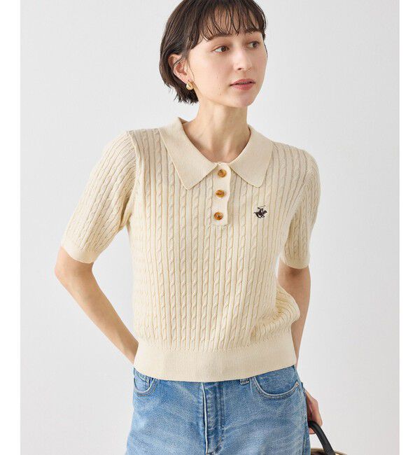 Rope&rsquo;Picnic「【BEVERLY HILLS POLO CLUB別注】ポロカラーケーブルニット/リンクコーデ」|ニット・セーター|