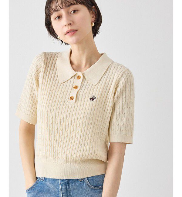 Rope&rsquo;Picnic「【BEVERLY HILLS POLO CLUB別注】ポロカラーケーブルニット/リンクコーデ」|ニット・セーター|