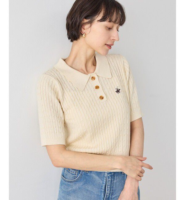 Rope&rsquo;Picnic「【BEVERLY HILLS POLO CLUB別注】ポロカラーケーブルニット/リンクコーデ」|ニット・セーター|