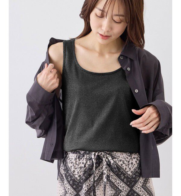 Rope&rsquo;Picnic「ラメテレコタンクトップ」|タンクトップ|ブラック(01)